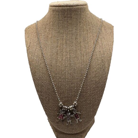 Vintage Kis Birthstone Brats Necklace Charm Silver Tone - Picture 1 of 8